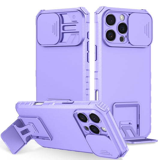 For iPhone 16 Pro Stereoscopic Holder Sliding Camshield Phone Case(Purple) - iPhone 16 Pro Cases by PMC Jewellery | Online Shopping South Africa | PMC Jewellery | Buy Now Pay Later Mobicred