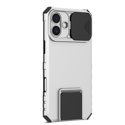 For iPhone 16 Plus Stereoscopic Holder Sliding Camshield Phone Case(White) - iPhone 16 Plus Cases by PMC Jewellery | Online Shopping South Africa | PMC Jewellery | Buy Now Pay Later Mobicred