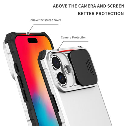 For iPhone 16 Plus Stereoscopic Holder Sliding Camshield Phone Case(White) - iPhone 16 Plus Cases by PMC Jewellery | Online Shopping South Africa | PMC Jewellery | Buy Now Pay Later Mobicred