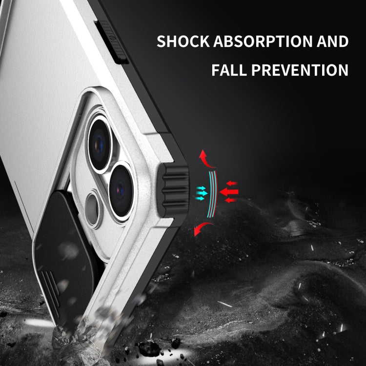 For iPhone 16 Plus Stereoscopic Holder Sliding Camshield Phone Case(White) - iPhone 16 Plus Cases by PMC Jewellery | Online Shopping South Africa | PMC Jewellery | Buy Now Pay Later Mobicred