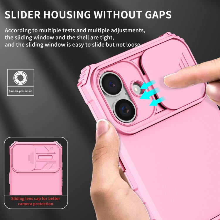 For iPhone 16 Plus Stereoscopic Holder Sliding Camshield Phone Case(Pink) - iPhone 16 Plus Cases by PMC Jewellery | Online Shopping South Africa | PMC Jewellery | Buy Now Pay Later Mobicred