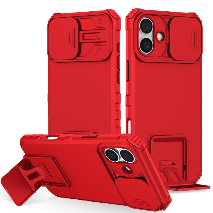 For iPhone 16 Plus Stereoscopic Holder Sliding Camshield Phone Case(Red) - iPhone 16 Plus Cases by PMC Jewellery | Online Shopping South Africa | PMC Jewellery | Buy Now Pay Later Mobicred