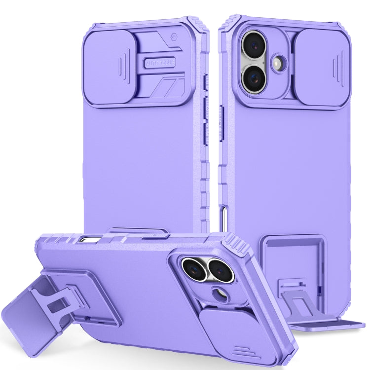 For iPhone 16 Plus Stereoscopic Holder Sliding Camshield Phone Case(Purple) - iPhone 16 Plus Cases by PMC Jewellery | Online Shopping South Africa | PMC Jewellery | Buy Now Pay Later Mobicred