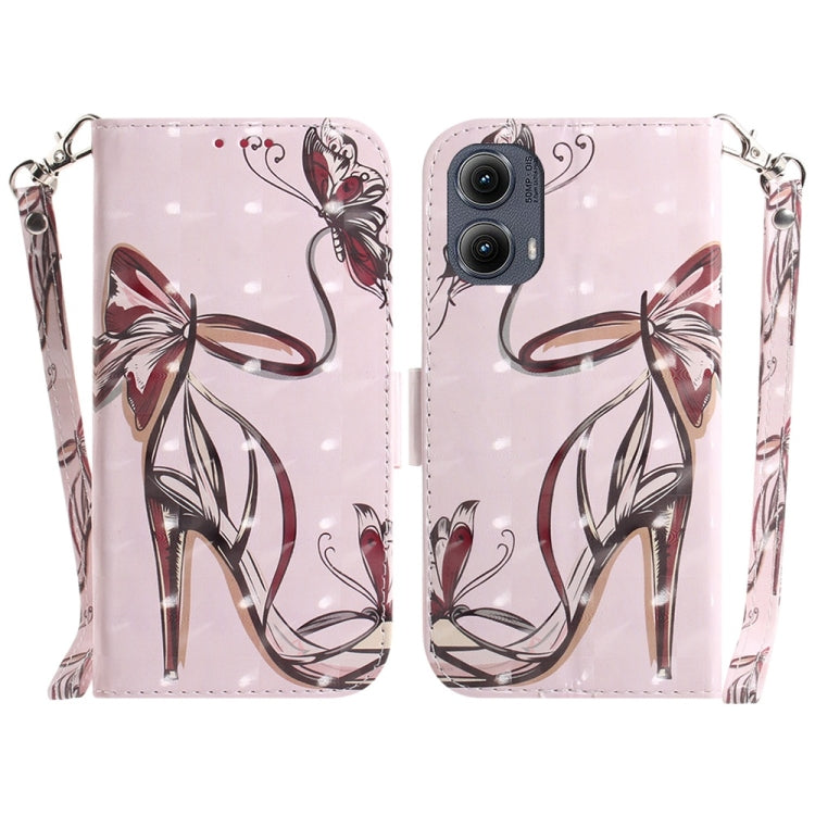 For Motorola Edge 2024 3D Colored Flip Leather Phone Case(Butterfly High-heeled) - Motorola Cases by PMC Jewellery | Online Shopping South Africa | PMC Jewellery | Buy Now Pay Later Mobicred