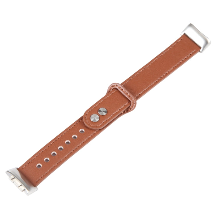 For Fitbit Charge 5 PU Leather Replacement Watch Band(Brown) - Watch Bands by PMC Jewellery | Online Shopping South Africa | PMC Jewellery | Buy Now Pay Later Mobicred