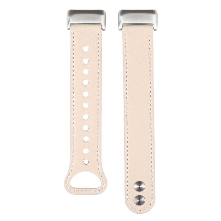 For Fitbit Charge 5 PU Leather Replacement Watch Band(Creamy White) - Watch Bands by PMC Jewellery | Online Shopping South Africa | PMC Jewellery | Buy Now Pay Later Mobicred