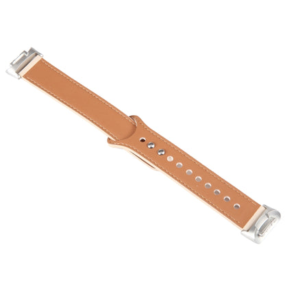 For Fitbit Charge 5 PU Leather Replacement Watch Band(Creamy White) - Watch Bands by PMC Jewellery | Online Shopping South Africa | PMC Jewellery | Buy Now Pay Later Mobicred