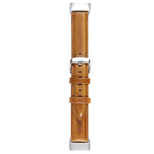 For Fitbit Charge 5 18mm Bamboo Joint Texture Genuine Leather Watch Band(Light Brown) - Watch Bands by PMC Jewellery | Online Shopping South Africa | PMC Jewellery | Buy Now Pay Later Mobicred