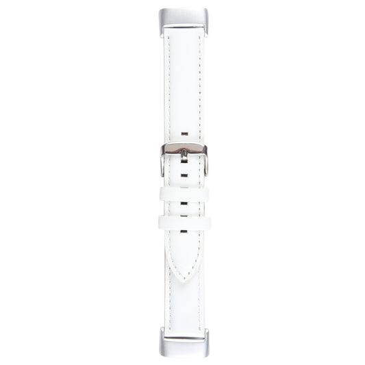 For Fitbit Charge 5 18mm Bamboo Joint Texture Genuine Leather Watch Band(White) - Watch Bands by PMC Jewellery | Online Shopping South Africa | PMC Jewellery | Buy Now Pay Later Mobicred