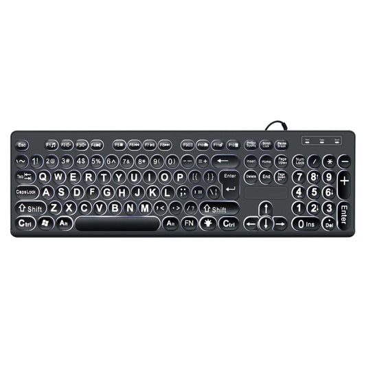 MC-K315 104 Keys Large Characters Blacklit Wired Keyboard(Black) - Wired Keyboard by PMC Jewellery | Online Shopping South Africa | PMC Jewellery | Buy Now Pay Later Mobicred