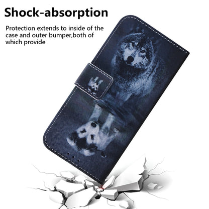 For iPhone 16 Coloured Drawing Flip Leather Phone Case(Wolf and Dog) - iPhone 16 Cases by PMC Jewellery | Online Shopping South Africa | PMC Jewellery | Buy Now Pay Later Mobicred