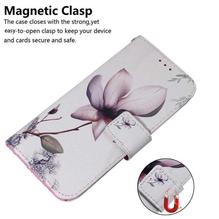 For iPhone 16 Coloured Drawing Flip Leather Phone Case(Magnolia) - iPhone 16 Cases by PMC Jewellery | Online Shopping South Africa | PMC Jewellery | Buy Now Pay Later Mobicred