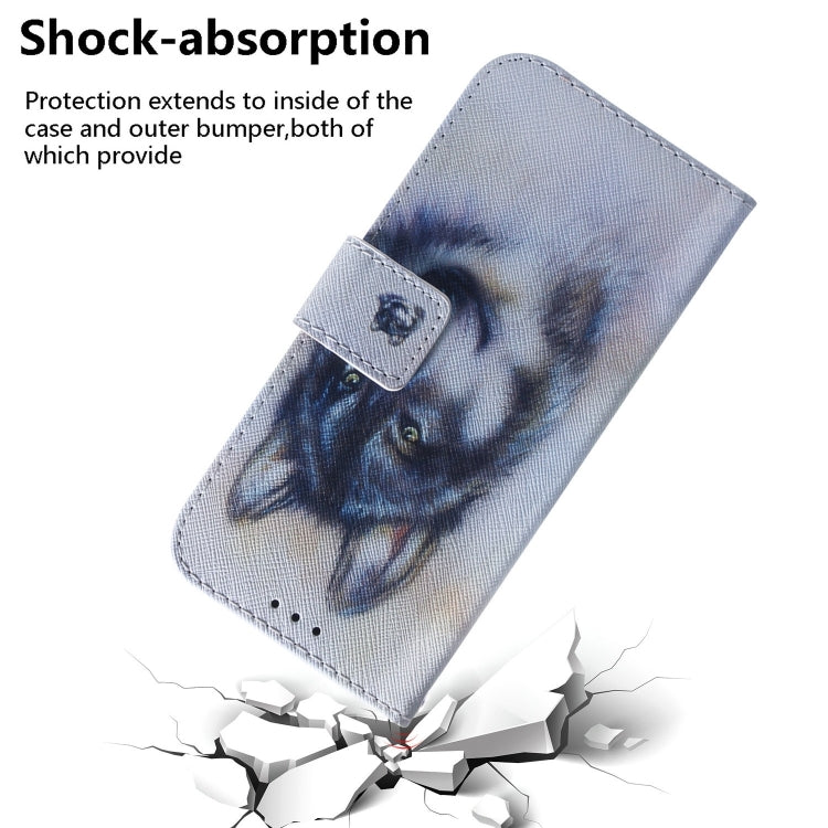 For iPhone 16 Pro Coloured Drawing Flip Leather Phone Case(White Wolf) - iPhone 16 Pro Cases by PMC Jewellery | Online Shopping South Africa | PMC Jewellery | Buy Now Pay Later Mobicred