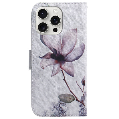 For iPhone 16 Pro Coloured Drawing Flip Leather Phone Case(Magnolia) - iPhone 16 Pro Cases by PMC Jewellery | Online Shopping South Africa | PMC Jewellery | Buy Now Pay Later Mobicred