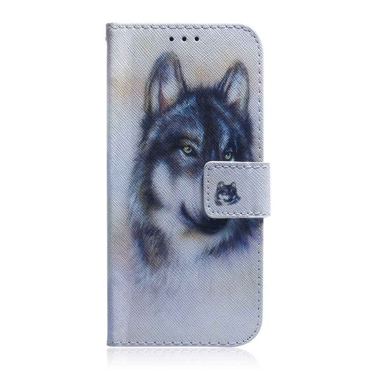 For iPhone 16 Plus Coloured Drawing Flip Leather Phone Case(White Wolf) - iPhone 16 Plus Cases by PMC Jewellery | Online Shopping South Africa | PMC Jewellery | Buy Now Pay Later Mobicred