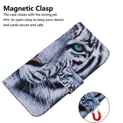 For iPhone 16 Plus Coloured Drawing Flip Leather Phone Case(Tiger) - iPhone 16 Plus Cases by PMC Jewellery | Online Shopping South Africa | PMC Jewellery | Buy Now Pay Later Mobicred