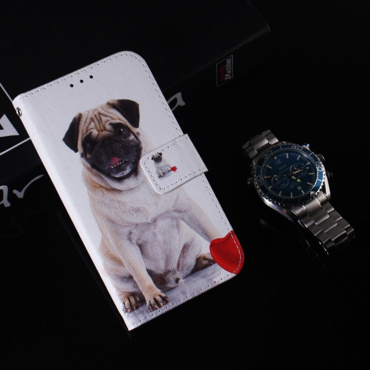 For iPhone 16 Plus Coloured Drawing Flip Leather Phone Case(Pug) - iPhone 16 Plus Cases by PMC Jewellery | Online Shopping South Africa | PMC Jewellery | Buy Now Pay Later Mobicred