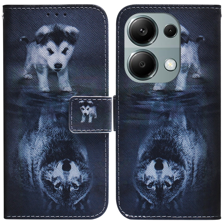 For Xiaomi Redmi Note 13 Pro 4G Coloured Drawing Flip Leather Phone Case(Wolf and Dog) - Note 13 Pro Cases by PMC Jewellery | Online Shopping South Africa | PMC Jewellery | Buy Now Pay Later Mobicred