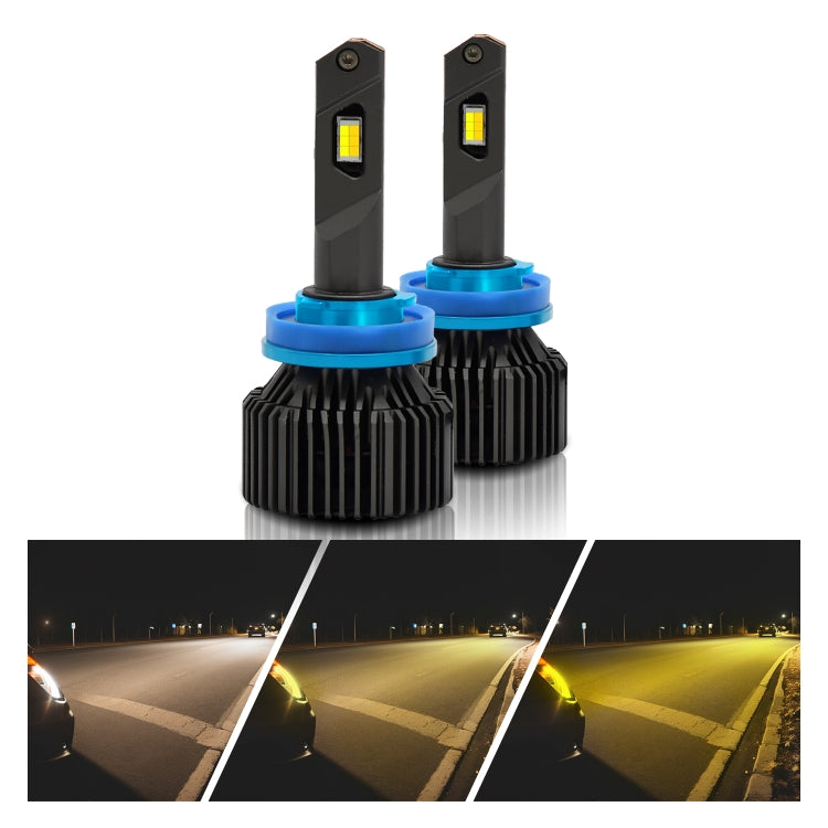 P14 1 Pair H8 / H9 / H11 DC10-32V / 20W / 6000K / 2000LM IP68 Waterproof Car LED Tri-color Headlight - LED Headlamps by PMC Jewellery | Online Shopping South Africa | PMC Jewellery | Buy Now Pay Later Mobicred