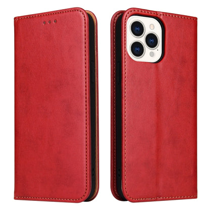 For iPhone 15 Pro Max Fierre Shann PU Genuine Leather Texture Phone Case(Red) - iPhone 15 Pro Max Cases by FIERRE SHANN | Online Shopping South Africa | PMC Jewellery | Buy Now Pay Later Mobicred