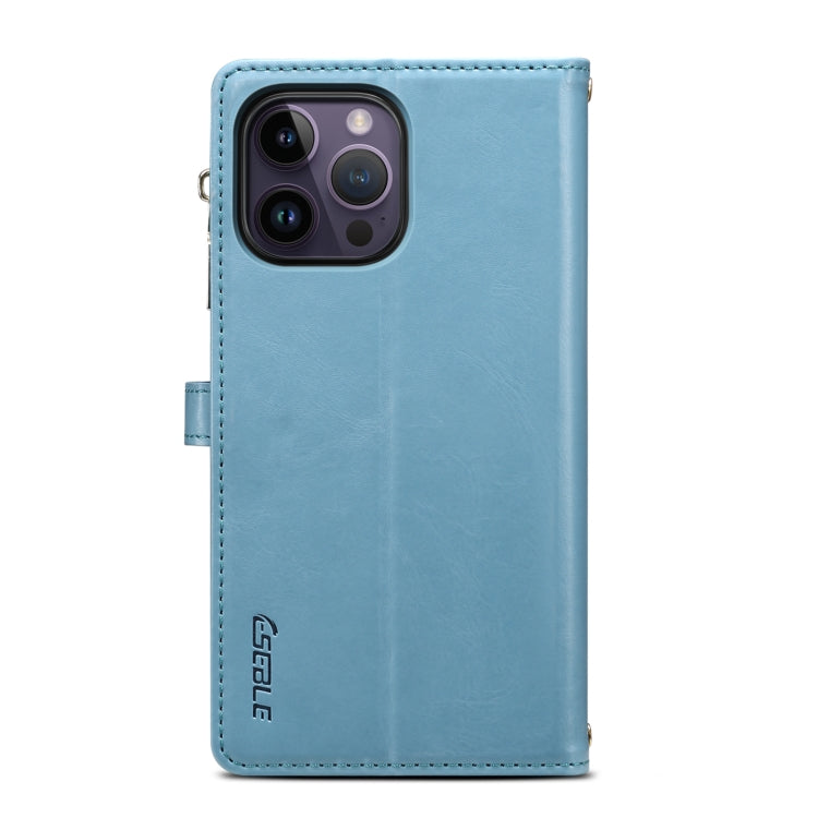 For iPhone 16 Pro ESEBLE Star Series Lanyard Zipper Wallet RFID Leather Case(Blue) - iPhone 16 Pro Cases by ESEBLE | Online Shopping South Africa | PMC Jewellery | Buy Now Pay Later Mobicred