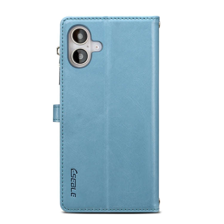 For iPhone 16 ESEBLE Star Series Lanyard Zipper Wallet RFID Leather Case(Blue) - iPhone 16 Cases by ESEBLE | Online Shopping South Africa | PMC Jewellery | Buy Now Pay Later Mobicred