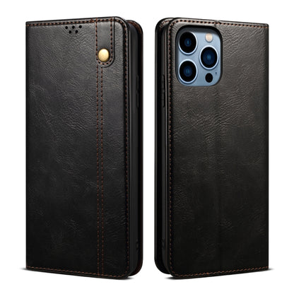 For iPhone 16 Pro Max Oil Wax Crazy Horse Texture Leather Phone Case(Black) - iPhone 16 Pro Max Cases by PMC Jewellery | Online Shopping South Africa | PMC Jewellery | Buy Now Pay Later Mobicred