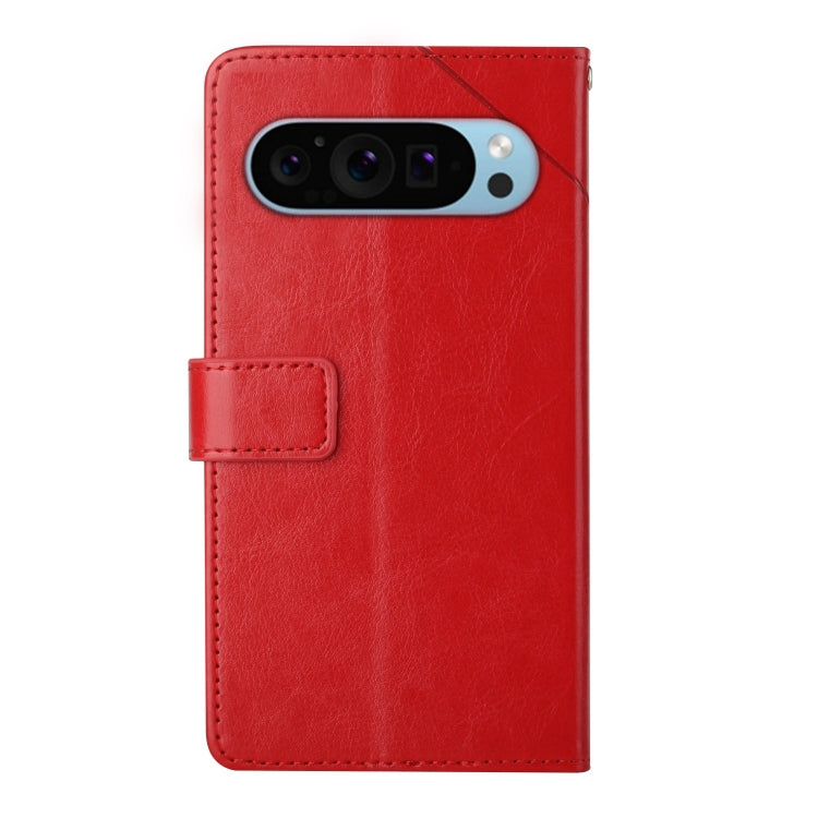 For Google Pixel 9 Y-shaped Pattern Flip Leather Phone Case(Red) - Google Cases by PMC Jewellery | Online Shopping South Africa | PMC Jewellery | Buy Now Pay Later Mobicred