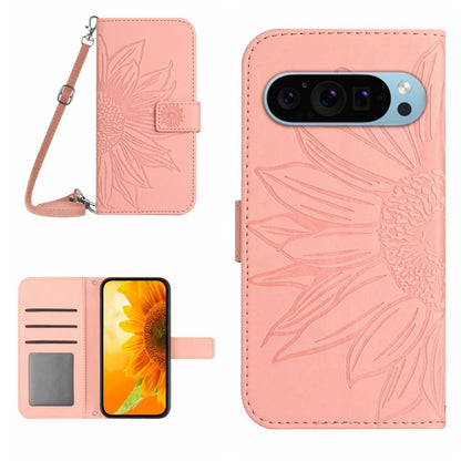 For Google Pixel 9 Skin Feel Sun Flower Embossed Flip Leather Phone Case with Lanyard(Pink) - Google Cases by PMC Jewellery | Online Shopping South Africa | PMC Jewellery | Buy Now Pay Later Mobicred