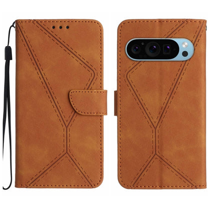 For Google Pixel 9 Pro Stitching Embossed Leather Phone Case(Brown) - Google Cases by PMC Jewellery | Online Shopping South Africa | PMC Jewellery | Buy Now Pay Later Mobicred