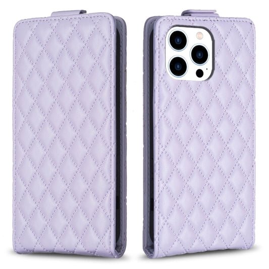 For iPhone 16 Pro Diamond Lattice Vertical Flip Leather Phone Case(Purple) - iPhone 16 Pro Cases by PMC Jewellery | Online Shopping South Africa | PMC Jewellery | Buy Now Pay Later Mobicred