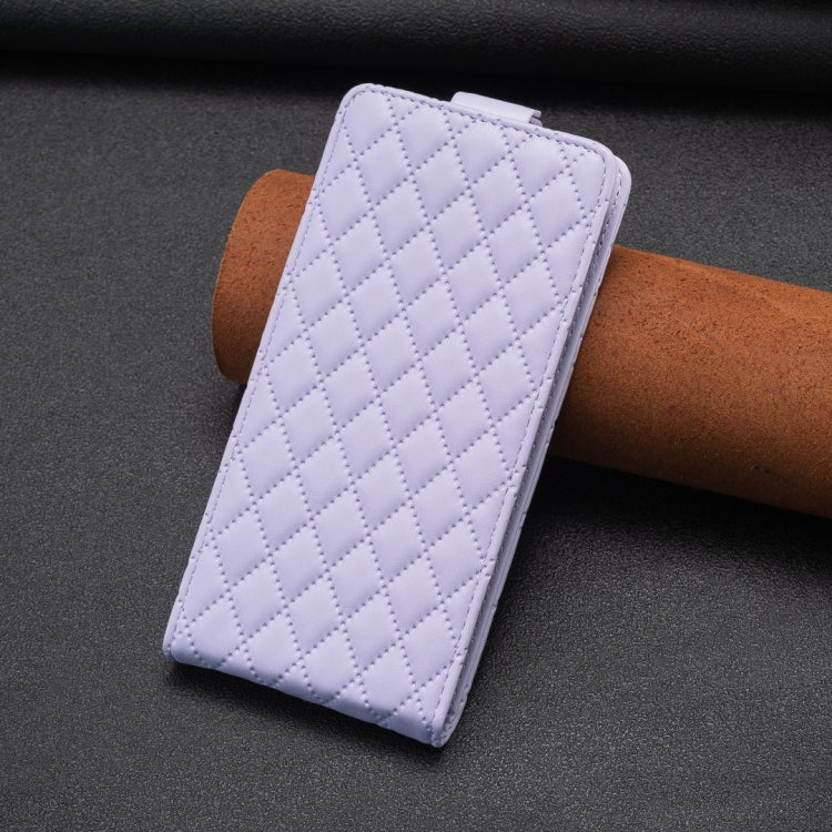 For iPhone 16 Diamond Lattice Vertical Flip Leather Phone Case(Purple) - iPhone 16 Cases by PMC Jewellery | Online Shopping South Africa | PMC Jewellery | Buy Now Pay Later Mobicred