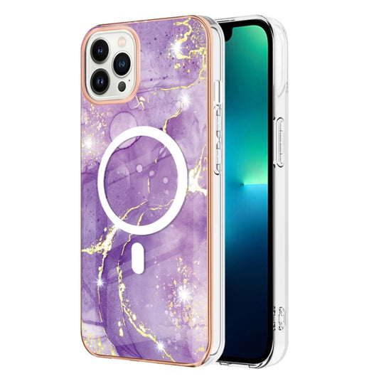 For iPhone 13 Pro Marble Pattern Dual-side IMD Magsafe TPU Phone Case(Purple 002) - iPhone 13 Pro Cases by PMC Jewellery | Online Shopping South Africa | PMC Jewellery