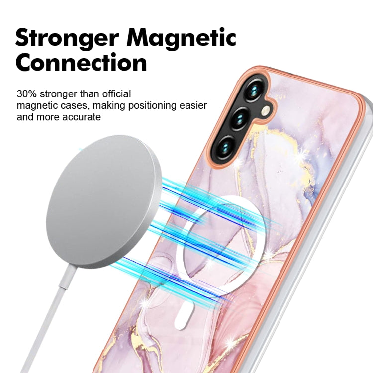 For Samsung Galaxy A34 5G Marble Pattern Dual-side IMD Magsafe TPU Phone Case(Rose Gold 005) - Galaxy Phone Cases by PMC Jewellery | Online Shopping South Africa | PMC Jewellery