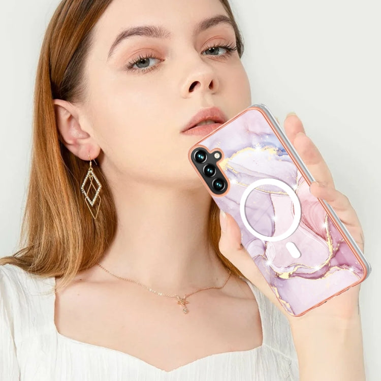 For Samsung Galaxy A34 5G Marble Pattern Dual-side IMD Magsafe TPU Phone Case(Rose Gold 005) - Galaxy Phone Cases by PMC Jewellery | Online Shopping South Africa | PMC Jewellery