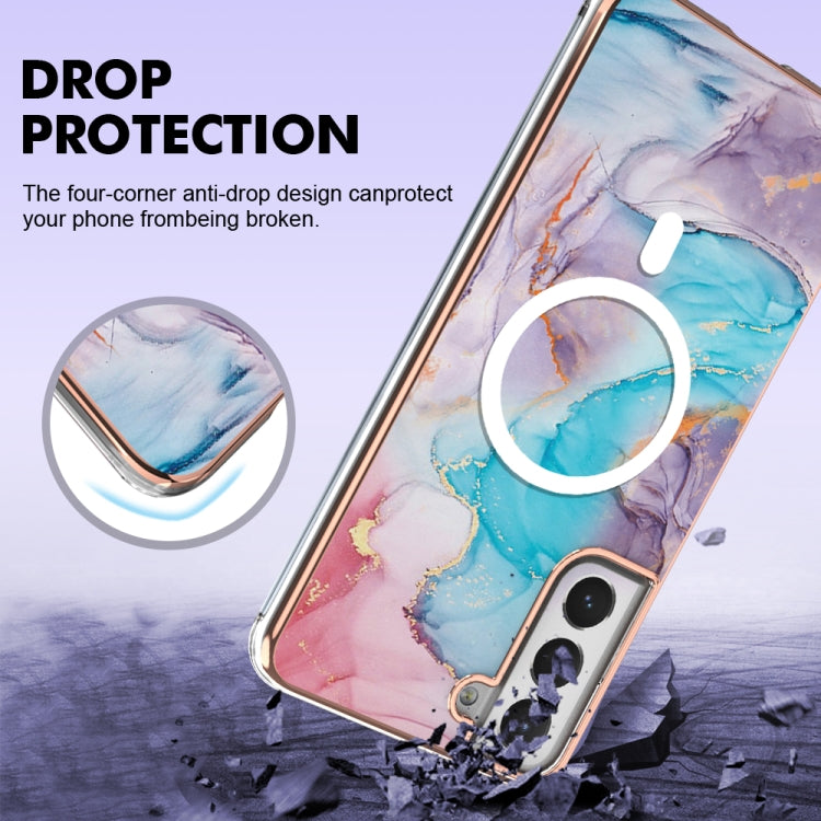 For Samsung Galaxy S21 FE 5G Marble Pattern Dual-side IMD Magsafe TPU Phone Case(Blue Marble) - Galaxy Phone Cases by PMC Jewellery | Online Shopping South Africa | PMC Jewellery