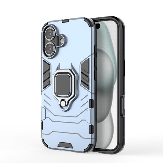 For iPhone 16 Shockproof PC + TPU Holder Phone Case(Navy Blue) - iPhone 16 Cases by PMC Jewellery | Online Shopping South Africa | PMC Jewellery | Buy Now Pay Later Mobicred