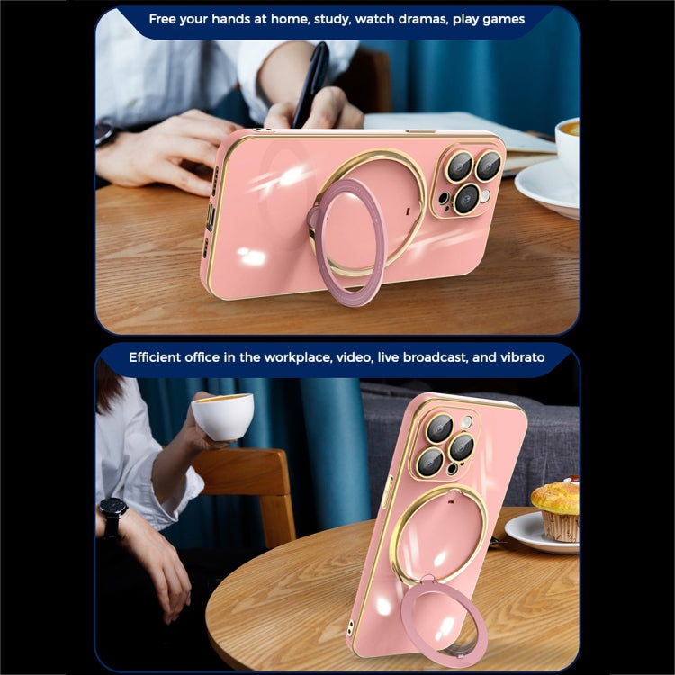 For iPhone 11 Multifunction Electroplating MagSafe Holder Phone Case(Pink) - iPhone 11 Cases by PMC Jewellery | Online Shopping South Africa | PMC Jewellery