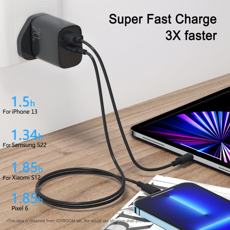 JOYROOM L-QP2011 20W USB+USB-C/Type-C Fast Charger with Cable Set, UK Plug(Black) - USB Charger by JOYROOM | Online Shopping South Africa | PMC Jewellery | Buy Now Pay Later Mobicred