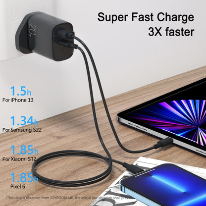 JOYROOM L-QP2011 20W USB+USB-C/Type-C Fast Charger with Cable Set, UK Plug(Black) - USB Charger by JOYROOM | Online Shopping South Africa | PMC Jewellery | Buy Now Pay Later Mobicred