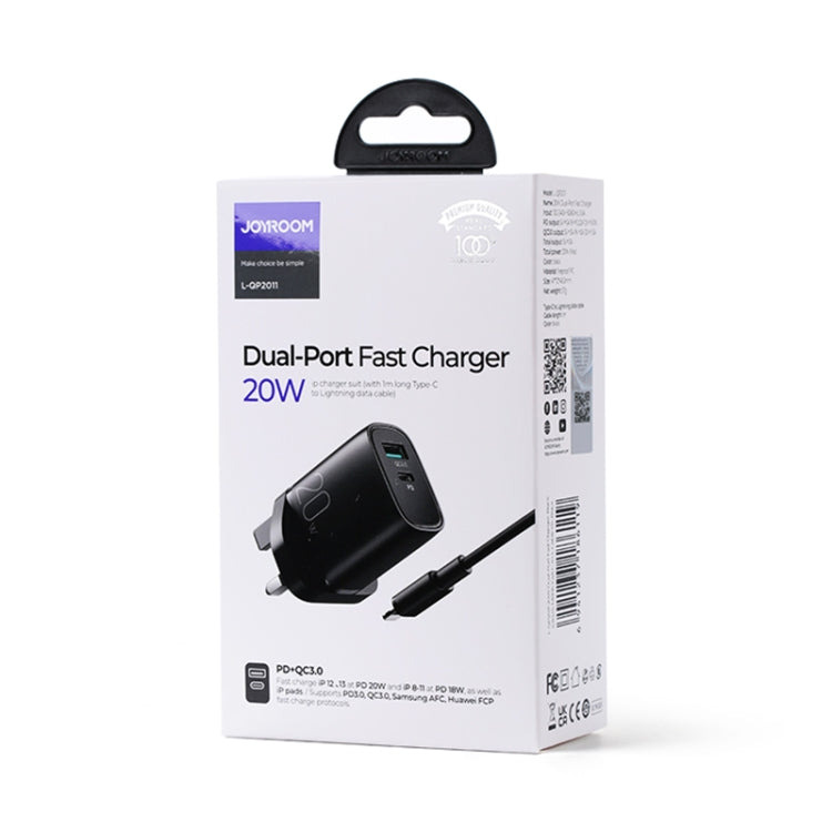 JOYROOM L-QP2011 20W USB+USB-C/Type-C Fast Charger with Cable Set, UK Plug(Black) - USB Charger by JOYROOM | Online Shopping South Africa | PMC Jewellery | Buy Now Pay Later Mobicred