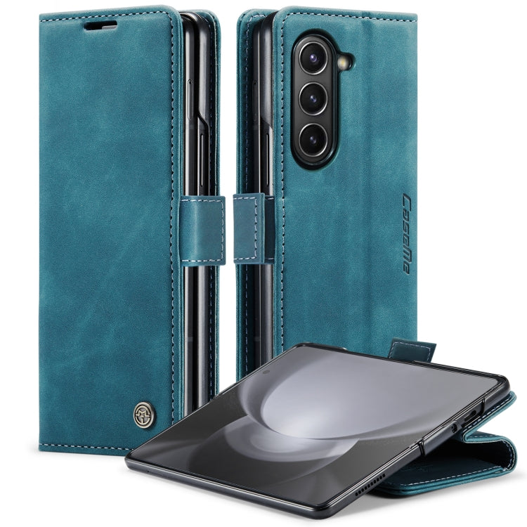 For Samsung Galaxy Z Fold5 CaseMe-013 Multifunctional Retro Frosted Leather Phone Case(Blue) - Galaxy Z Fold5 Cases by CaseMe | Online Shopping South Africa | PMC Jewellery | Buy Now Pay Later Mobicred