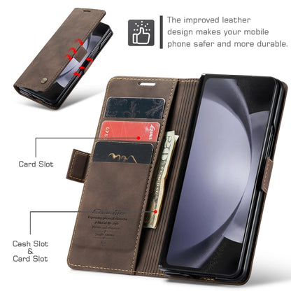 For Samsung Galaxy Z Fold5 CaseMe-013 Multifunctional Retro Frosted Leather Phone Case(Coffee) - Galaxy Z Fold5 Cases by CaseMe | Online Shopping South Africa | PMC Jewellery | Buy Now Pay Later Mobicred