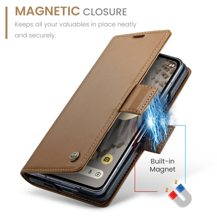 For Google Pixel Fold CaseMe 023 Butterfly Buckle Litchi Texture RFID Anti-theft Leather Phone Case(Brown) - Google Cases by CaseMe | Online Shopping South Africa | PMC Jewellery | Buy Now Pay Later Mobicred