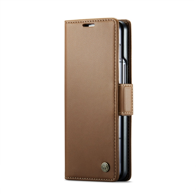 For Samsung Galaxy Z Fold6 5G CaseMe 023 Butterfly Buckle Litchi Texture RFID Anti-theft Leather Phone Case(Brown) - Galaxy Z Fold6 5G Cases by CaseMe | Online Shopping South Africa | PMC Jewellery | Buy Now Pay Later Mobicred