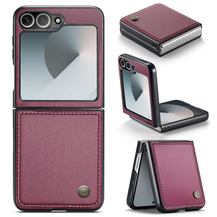 For Samsung Galaxy Z Flip6 5G CaseMe 023 Butterfly Buckle Litchi Texture RFID Anti-theft Leather Phone Case(Wine Red) - Galaxy Z Flip6 5G Cases by CaseMe | Online Shopping South Africa | PMC Jewellery | Buy Now Pay Later Mobicred