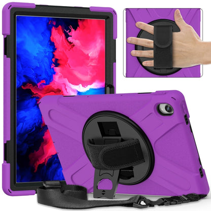 For Lenovo Tab P11 Silicone Hybrid PC Tablet Case with Grip & Shoulder Strap(Purple) - Lenovo by PMC Jewellery | Online Shopping South Africa | PMC Jewellery | Buy Now Pay Later Mobicred