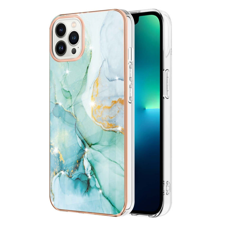 For iPhone 16 Pro Electroplating Marble Pattern Dual-side IMD TPU Shockproof Phone Case (Green 003) - iPhone 16 Pro Cases by PMC Jewellery | Online Shopping South Africa | PMC Jewellery | Buy Now Pay Later Mobicred