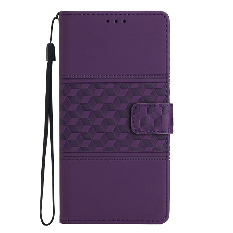 For iPhone 16 Plus Diamond Embossed Skin Feel Leather Phone Case(Purple) - iPhone 16 Plus Cases by PMC Jewellery | Online Shopping South Africa | PMC Jewellery | Buy Now Pay Later Mobicred