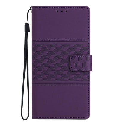 For iPhone 16 Plus Diamond Embossed Skin Feel Leather Phone Case(Purple) - iPhone 16 Plus Cases by PMC Jewellery | Online Shopping South Africa | PMC Jewellery | Buy Now Pay Later Mobicred